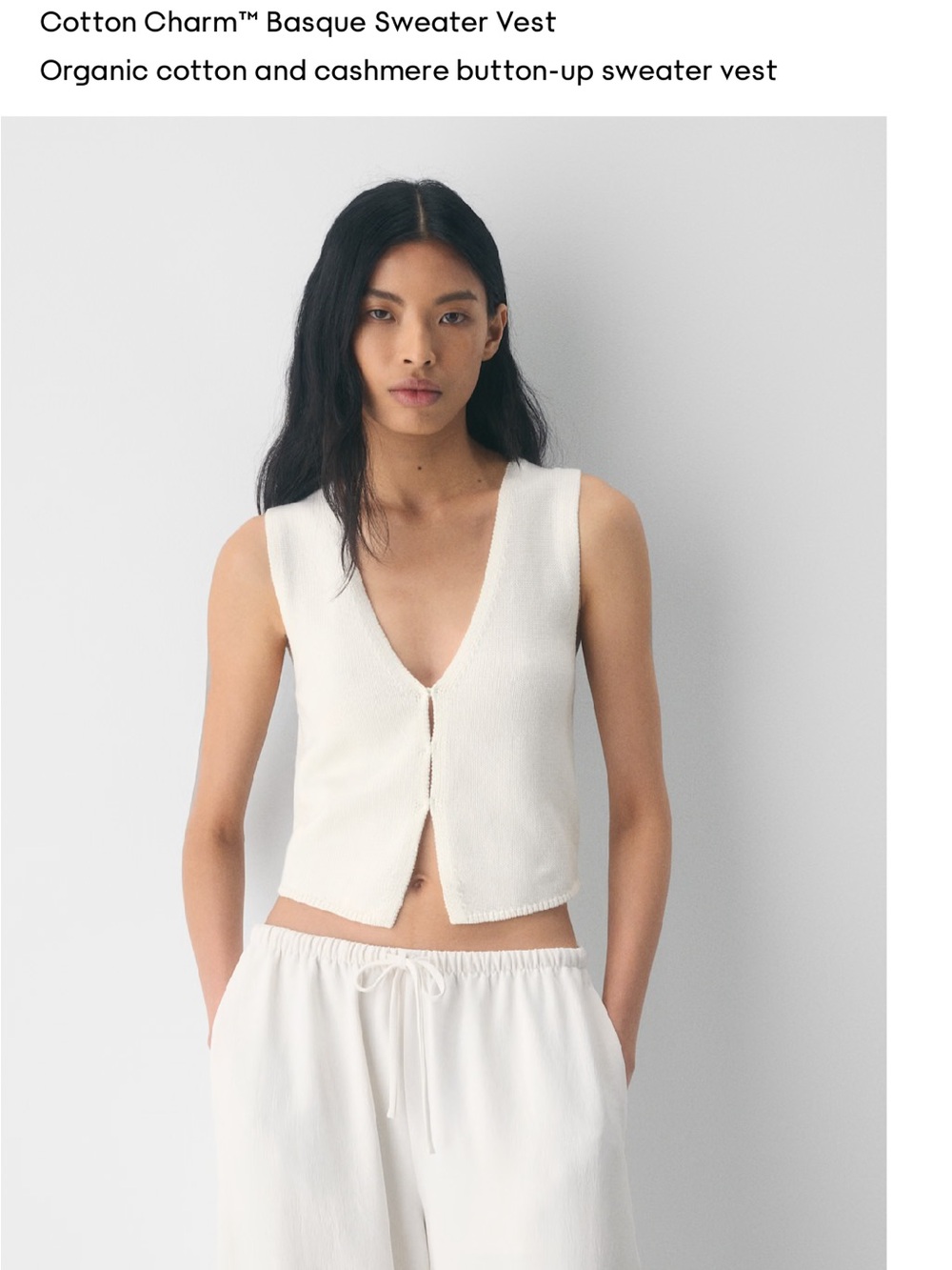 Wilfred Cream Knit Button-Up Sweater Vest